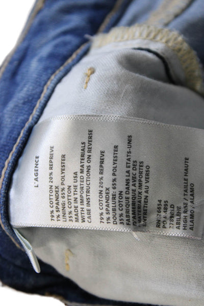 L'Agence Womens Blue Cotton High Rise Bootcut Jeans 32 Inseam Size 27