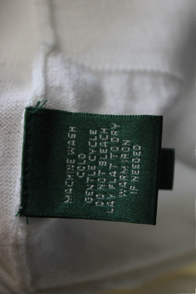 Lauren Ralph Lauren Womens White Cotton V Neck Cardigan Long Sleeve Size XL
