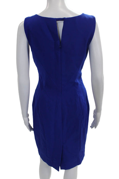 Milly Women Sheath Dress Blue V-Neck Sleeveless Knee Length Polyester Size 6