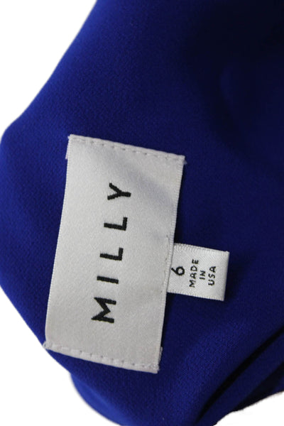 Milly Women Sheath Dress Blue V-Neck Sleeveless Knee Length Polyester Size 6