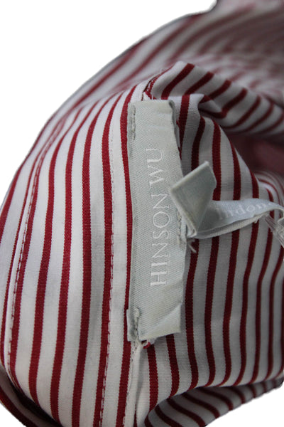Hinson Wu Womens Shirt Dress Red Cotton Blend Button Half Sleeve Size 1