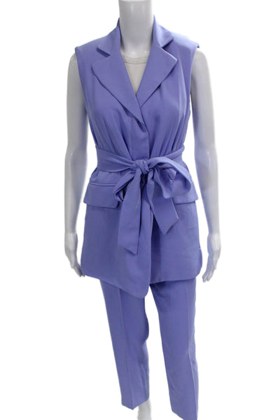 Pearl By Lela Rose Womens Sleeveless Blazer Pant Suit Periwinkle Blue Size 4