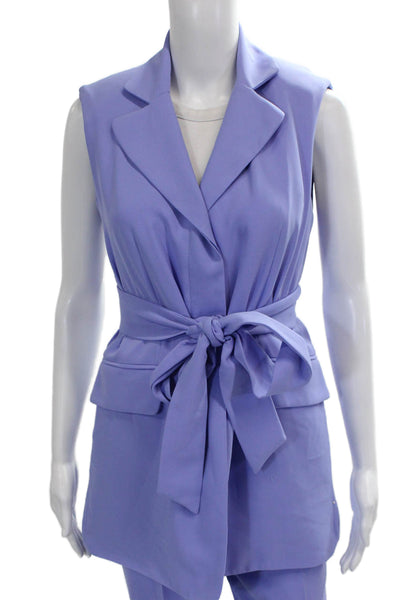 Pearl By Lela Rose Womens Sleeveless Blazer Pant Suit Periwinkle Blue Size 4