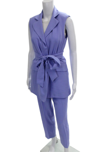 Pearl By Lela Rose Womens Sleeveless Blazer Pant Suit Periwinkle Blue Size 4
