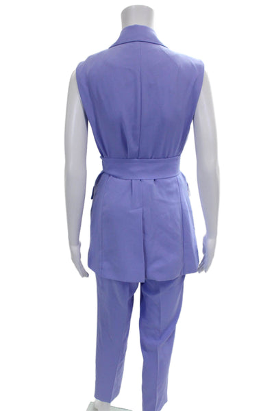 Pearl By Lela Rose Womens Sleeveless Blazer Pant Suit Periwinkle Blue Size 4