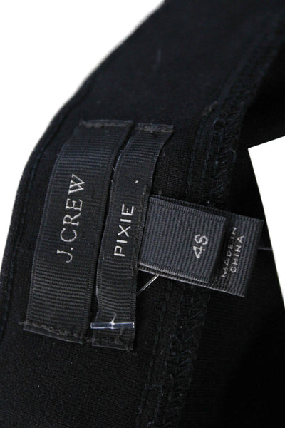 J Crew Women Ankle Pants Black Viscose Button Petite Size 4