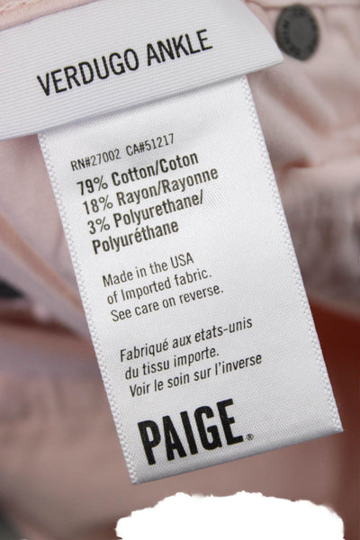 Paige Womens Pink Ankle Jeans Cotton Mid Rise Size 27