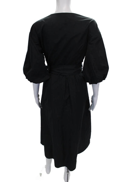 Zara Womens Wrap Dress Black V-Neck Tie Half Sleeve Knee Length Size S