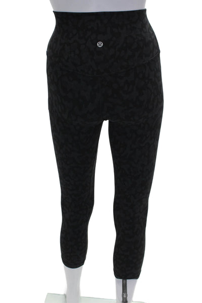 Lululemon Womens Capri Leggings Black Animal Print Polyester Blend Size 4