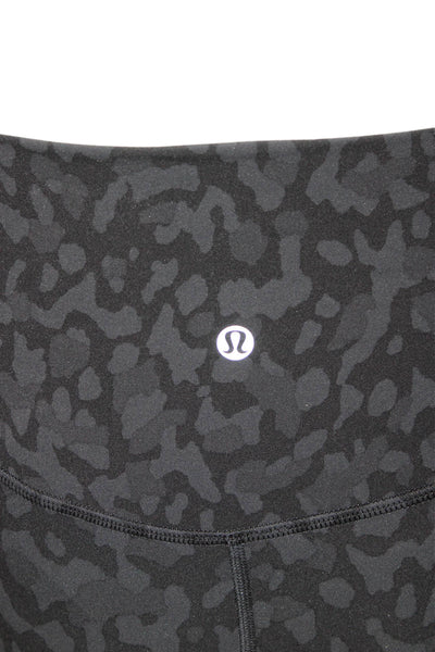 Lululemon Womens Capri Leggings Black Animal Print Polyester Blend Size 4
