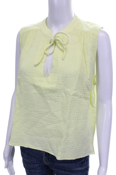 Eberjey Women Basic Sleeveless Collared Cotton Blouse Yellow Size S