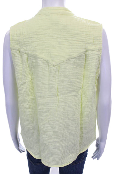 Eberjey Women Basic Sleeveless Collared Cotton Blouse Yellow Size S