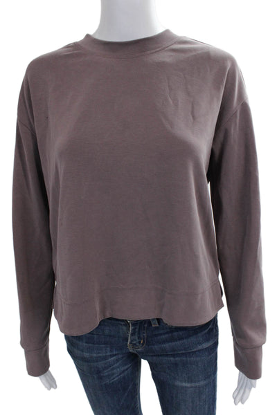 Athleta Women Purple Mock Neck Pullover Sweatshirt Cotton Long Sleeve Size S