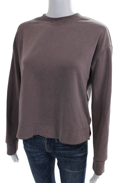 Athleta Women Purple Mock Neck Pullover Sweatshirt Cotton Long Sleeve Size S