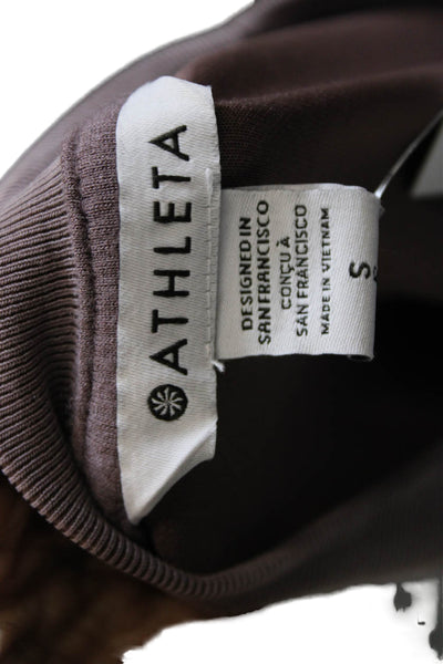 Athleta Women Purple Mock Neck Pullover Sweatshirt Cotton Long Sleeve Size S