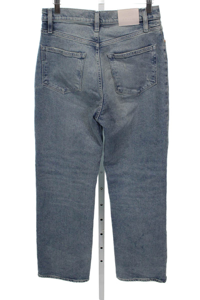 Paige Womens Wide Leg Jeans Blue High Rise Button Cotton 32 Inseam Size 27
