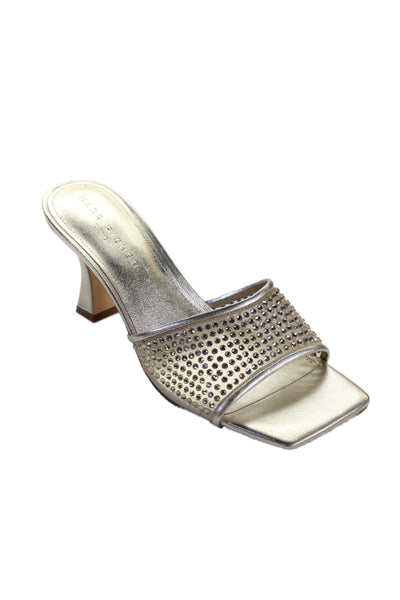 MARC FISHER LTD Womens Metallic Mesh Crystal Delaney Sandals Gold Size 9M