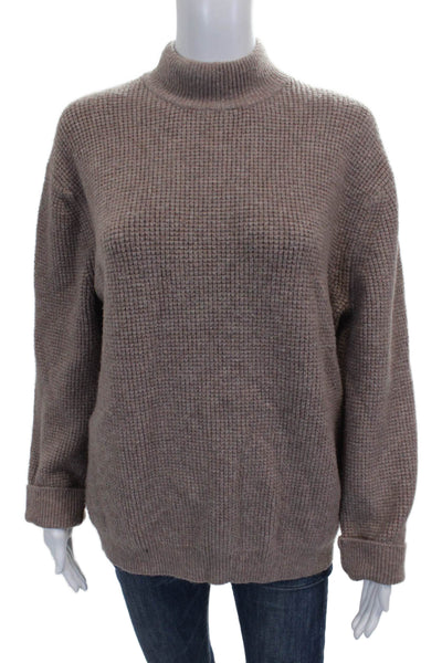 Zara Womens Pullover Sweater Brown Mock Neck Long Sleeve Elastane Size S
