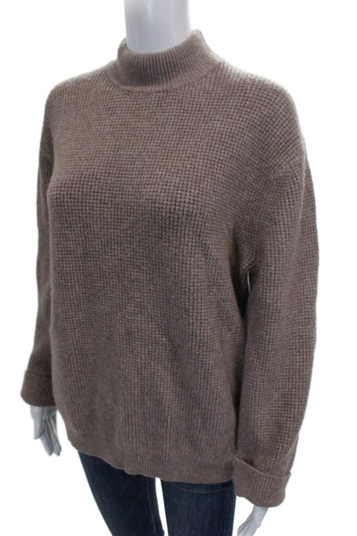 Zara Womens Pullover Sweater Brown Mock Neck Long Sleeve Elastane Size S