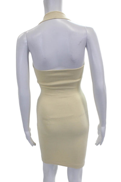 Zara Women Bodycon Halter Maxi Dress Ivory Sleeveless Size S