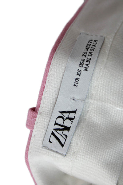 Zara Women Dress Pants Pink Polyester Button Size XS