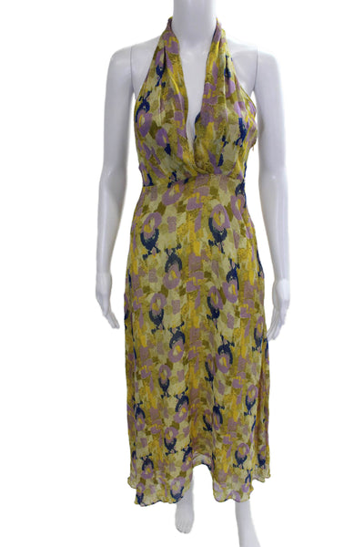 Zara Women Maxi Dress Multicolor Halter Geometric Sleeveless Zip Size XS