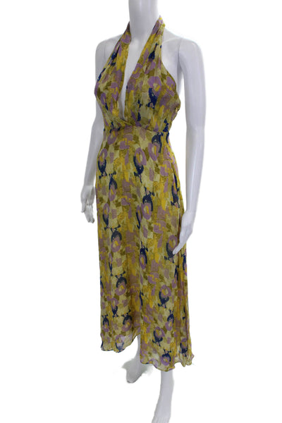 Zara Women Maxi Dress Multicolor Halter Geometric Sleeveless Zip Size XS
