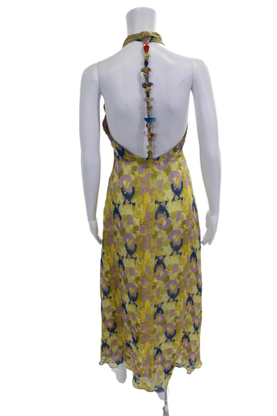 Zara Women Maxi Dress Multicolor Halter Geometric Sleeveless Zip Size XS