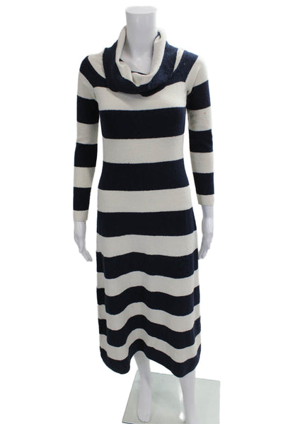 Zara Women Sweater Dress Blue Striped Cowl Neck Long Sleeve Polyester Size S