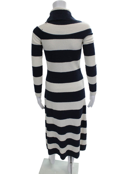 Zara Women Sweater Dress Blue Striped Cowl Neck Long Sleeve Polyester Size S