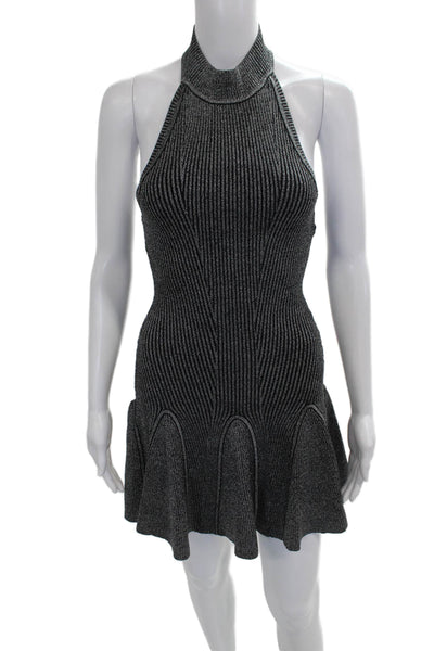 Retrofete Womens Fit & Flare Gray Halter Striped Rayon Dress Size XS