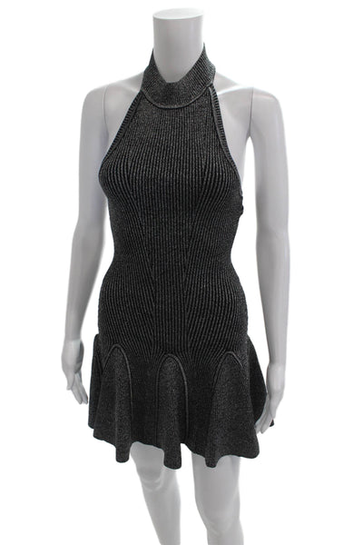 Retrofete Womens Fit & Flare Gray Halter Striped Rayon Dress Size XS
