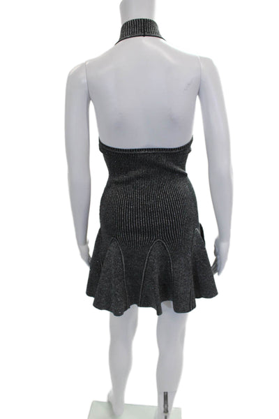 Retrofete Womens Fit & Flare Gray Halter Striped Rayon Dress Size XS