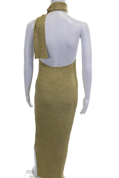 Zara Women Maxi One Shoulder Gold Viscose Dress Size L