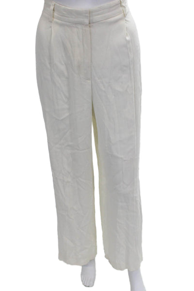 OFFICINE GENERALE Womens Ivory Dress Pants Button Polyester Size 6