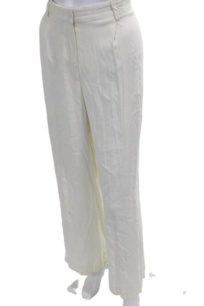 OFFICINE GENERALE Womens Ivory Dress Pants Button Polyester Size 6
