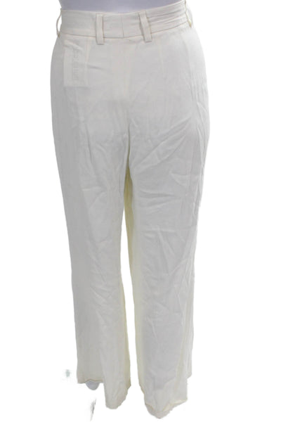 OFFICINE GENERALE Womens Ivory Dress Pants Button Polyester Size 6