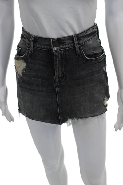 Mother Women Gray Cotton Mini Skirt Short Button Closure Size 25