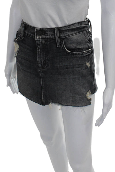 Mother Women Gray Cotton Mini Skirt Short Button Closure Size 25