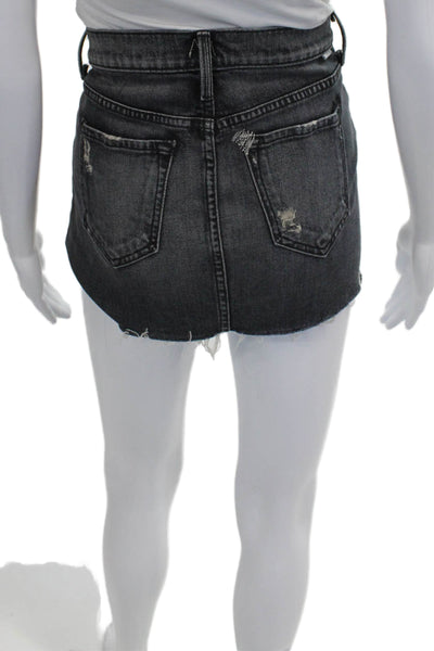 Mother Women Gray Cotton Mini Skirt Short Button Closure Size 25