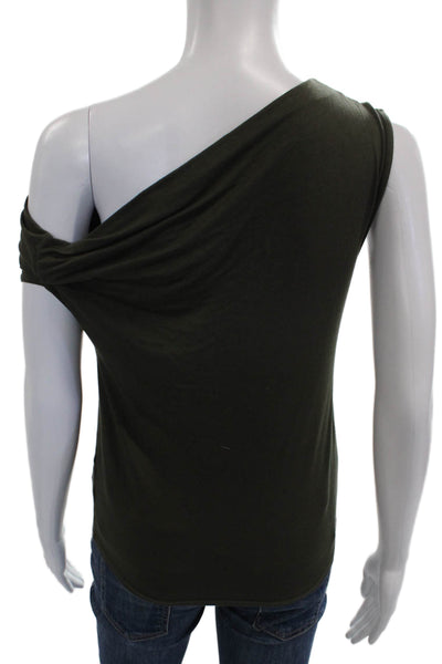 Enza Costa Women Basic Tank Green Viscose One Shoulder Size XS