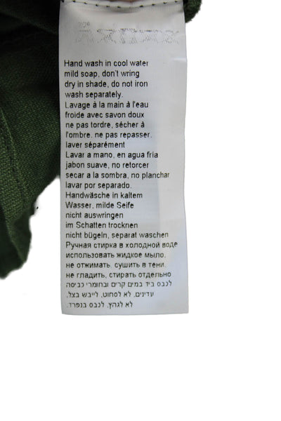 Gottex Womens Cropped Button-Up Green Linen Collared Long Sleeve Size S
