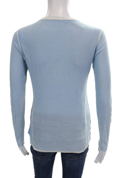 Kokun Women Basic Bamboo Long Sleeve Crew Neck T-Shirt Blue Size XS