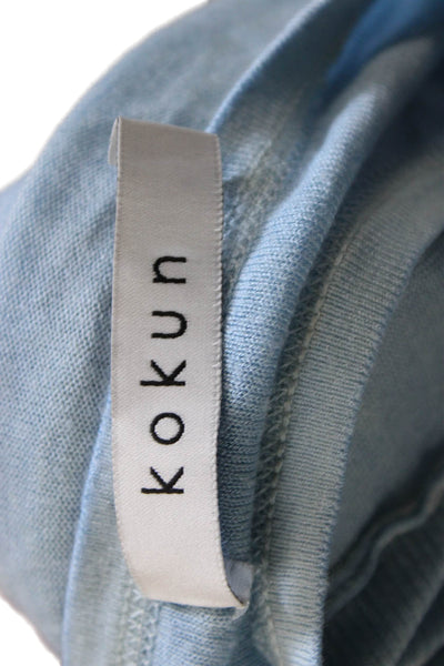 Kokun Women Basic Bamboo Long Sleeve Crew Neck T-Shirt Blue Size XS
