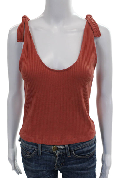Intermix Women Basic Sleeveless Scoop Neck Tank Orange Polyester Size S