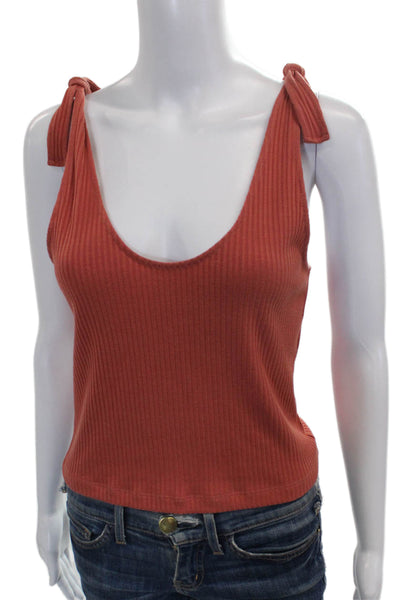 Intermix Women Basic Sleeveless Scoop Neck Tank Orange Polyester Size S