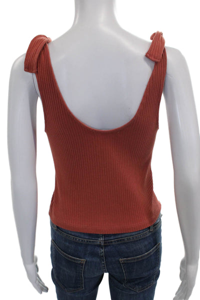 Intermix Women Basic Sleeveless Scoop Neck Tank Orange Polyester Size S