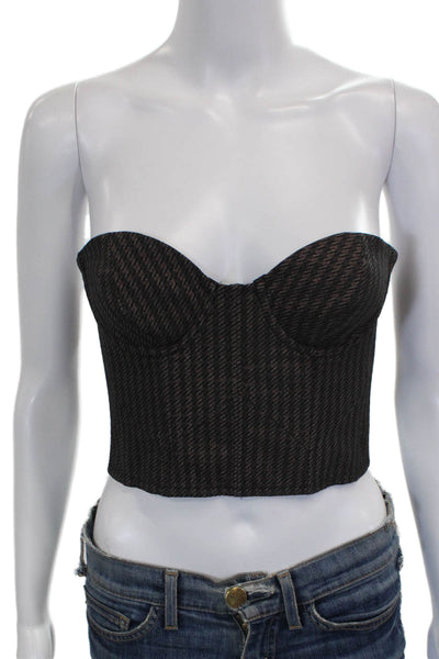 Black Iris Womens Cotton Corset Bustier Sweetheart Herringbone Sleeveless Size 2