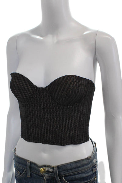 Black Iris Womens Cotton Corset Bustier Sweetheart Herringbone Sleeveless Size 2