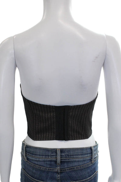 Black Iris Womens Cotton Corset Bustier Sweetheart Herringbone Sleeveless Size 2